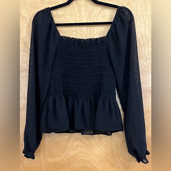 Moa Moa Sheer Smocked Blouse L - Picture 2 of 5